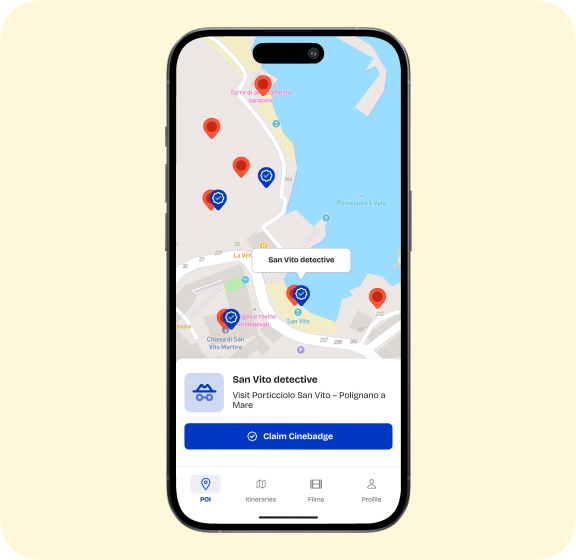 Mappa ricompense Cinebadge collezionabili visitando location cinematografiche