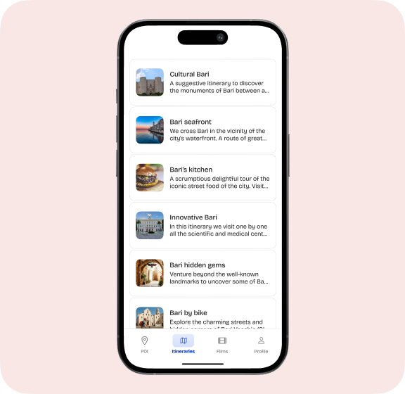 Mappa itinerari tematici con location cinematografiche in Puglia