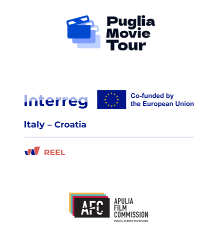 Loghi istituzionali Puglia Movie Tour e partner: Interreg, REEL, Apulia Film Commission