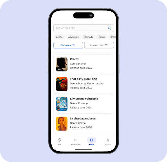 (English) Films and TV series collection with multimedia content and Puglia filming locations